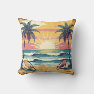 Retro Zomer Strand Grafisch Kussen
