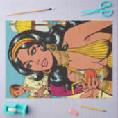 Retro Zomer Strand Meisje Strips Tissuepapier (Craft)