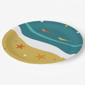 Retro Zomer Strand Mid Century Modern Papieren Bordje (Gekanteld)