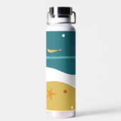 Retro Zomer Strand Mid Century Modern Waterfles (Achterkant)