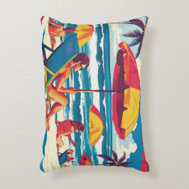 Retro zomer strand scene kussensloop accent kussen