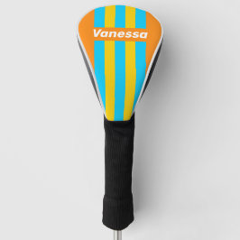 Retro Zomer Strand Speld Strepen met Naam Golfheadcover