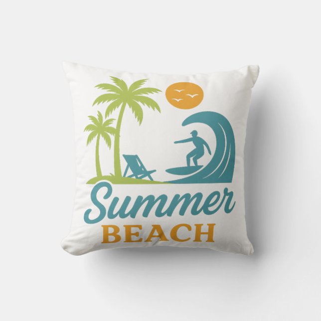 Retro zomer strand surfsfeer kussen (Voorkant)