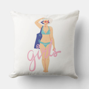 Retro Zomer Strand Vrouw Bikini Meisjes Kussen