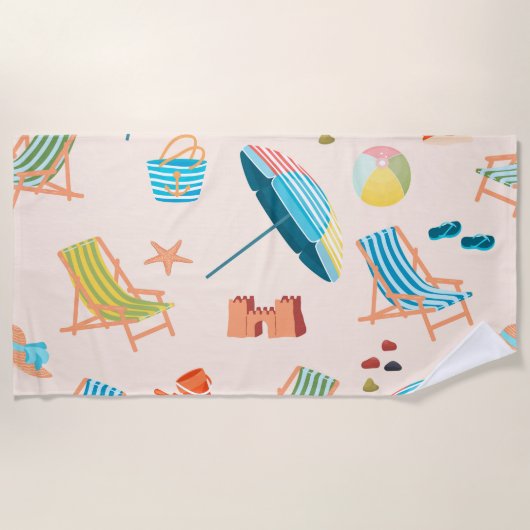 Retro zomer strandhanddoek strandlaken (Voorkant)