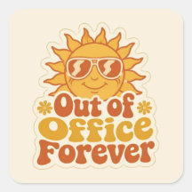 Retro Zomer "Uit het kantoor" Lachende Zon Sticker