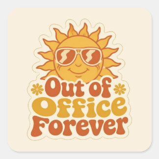 Retro Zomer "Uit het kantoor" Lachende Zon Sticker