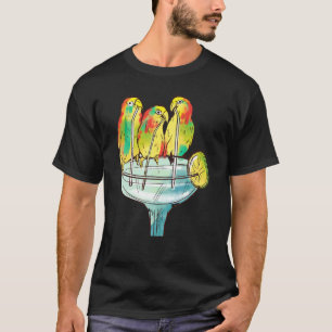 Retro Zomer Vakantie Margarita Drinkende Papegaaie T-shirt