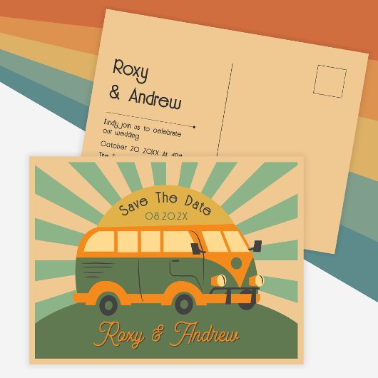Retro zomer van bruiloft briefkaart