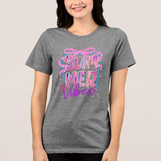 Retro Zomer Vibes Coquette Tri-Blend Shirt (Voorkant)