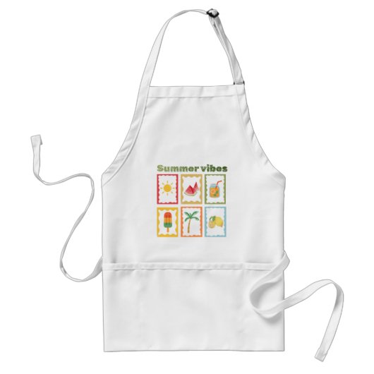 Retro Zomer Vibes Design  Standaard Schort (Voorkant)