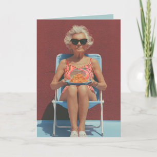 Retro Zomer Vibes – Stijlvolle Oudere Vrouw Portre Kaart