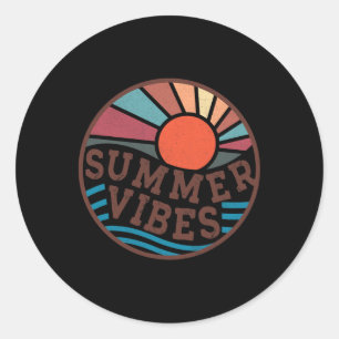 Retro Zomer Vibes  Strand Familie Trip Summe Ronde Sticker