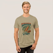 Retro Zomer Vibes Surfplank Strand Tri-Blend Shirt (Voorkant volledig)