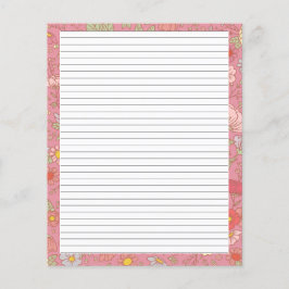 Retro Zomerbloemen Roze briefpapier