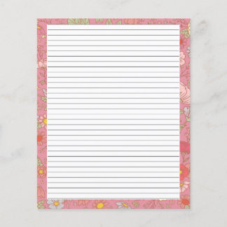Retro Zomerbloemen Roze briefpapier
