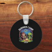 Retro zomerkamp 2026 kinderen alien trillingen dir sleutelhanger (Voorkant)