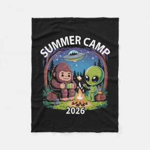 Retro zomerkamp 2026 kinderen alien trillingen reg fleece deken