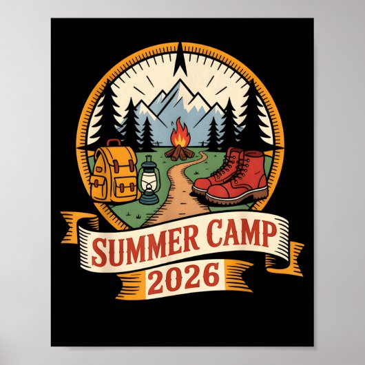 Retro zomerkamp 2026 leider crew host smore poster (Voorkant)