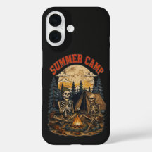 Retro zomerkamp skelet kampvuur ontwerp