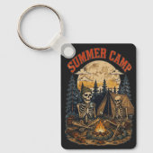 Retro zomerkamp skelet kampvuur ontwerp sleutelhanger (Voorkant)