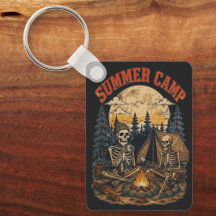 Retro zomerkamp skelet kampvuur ontwerp