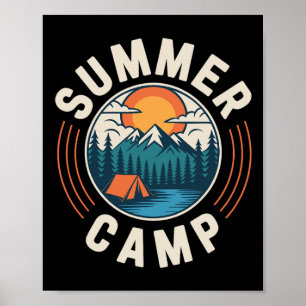 Retro zomerkamp vakantie berg kampeerploeg poster