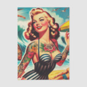 Retro zomermeisje tissuepapier (Voorkant)