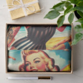 Retro zomermeisje tissuepapier (Geschenk)