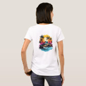 Retro zomerse tropische palmeneiland t-shirt (Achterkant volledig)