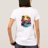Retro zomerse tropische palmeneiland t-shirt (Achterkant)