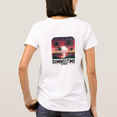 Retro zomerse vibes magenta rode zonnepalm t-shirt (Achterkant)