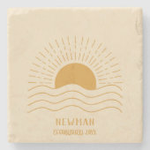Retro Zomerstrand Boho Sun Stenen Onderzetter (Voorkant)