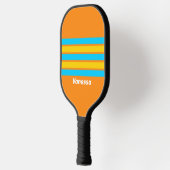 Retro Zomerstrand Over Striping Met Naam Pickleball Paddle (Links)