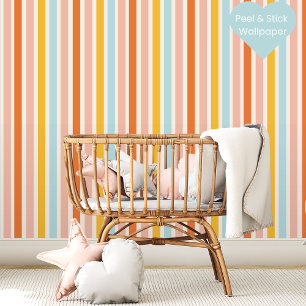 Retro Zomerstrepen Kleurrijk Patroon Behang