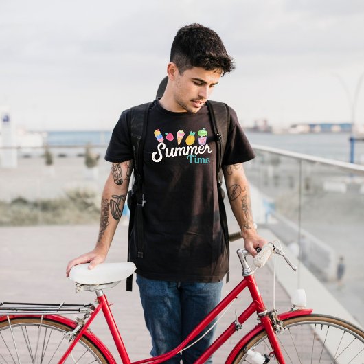 retro Zomertijd Groovy ivoor blauwgroen Typografie T-shirt