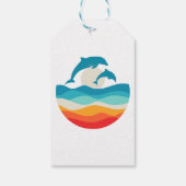  Retro Zomertijd Strand Dolfijn Cadeaulabel (Achterkant)