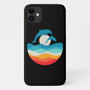 Retro Zomertijd Strand Dolfijn Case-Mate iPhone Case