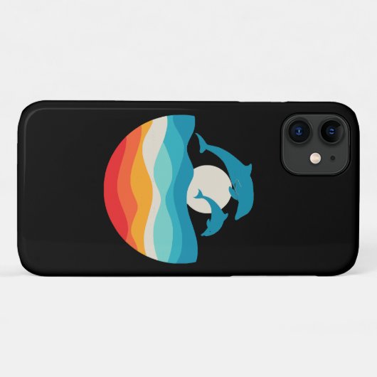  Retro Zomertijd Strand Dolfijn Case-Mate iPhone Case (Achterkant (horizontaal))