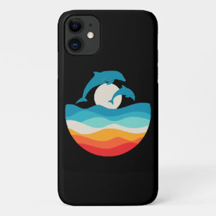  Retro Zomertijd Strand Dolfijn Case-Mate iPhone Case