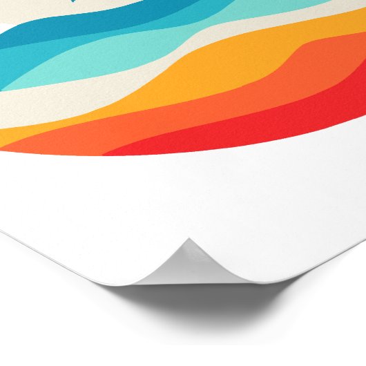 Retro Zomertijd Strand Dolfijn Poster (Hoek)