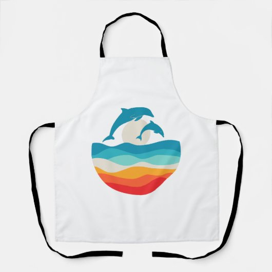 Retro Zomertijd Strand Dolfijn Schort (Voorkant)