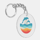  Retro Zomertijd Strand Dolfijn Sleutelhanger (Voorkant Links)