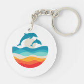  Retro Zomertijd Strand Dolfijn Sleutelhanger (Achterkant)