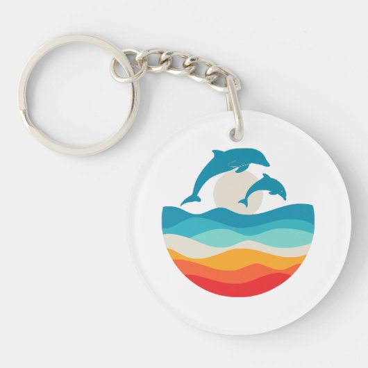  Retro Zomertijd Strand Dolfijn Sleutelhanger (Voorkant)