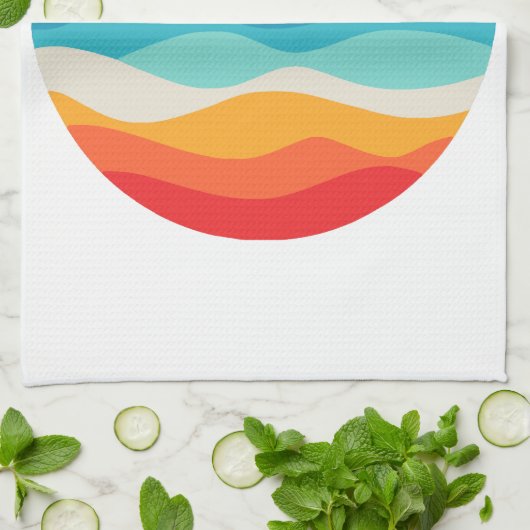  Retro Zomertijd Strand Dolfijn Theedoek (Gevouwen)