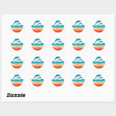 Retro Zomertijd Strand Dolfijn Vierkante Sticker (Vel)