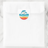 Retro Zomertijd Strand Dolfijn Vierkante Sticker (Tas)