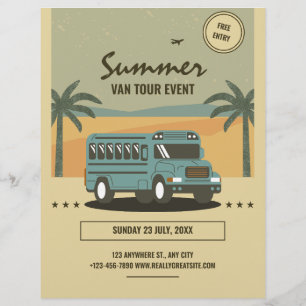 Retro zomertourposter, kinderzomer kamp flyer