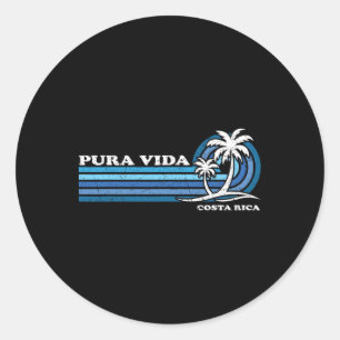  Retro Zomervakantie Costa Rica Pura Vida Ronde Sticker